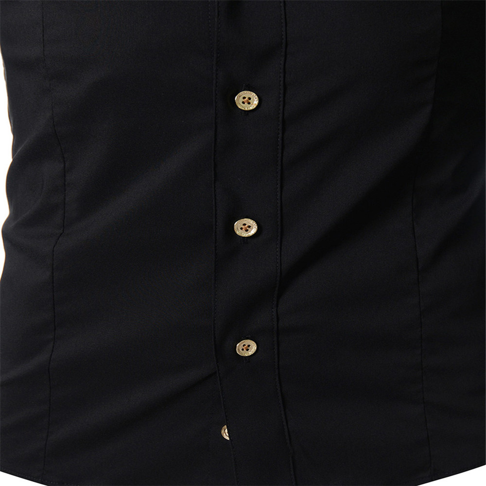 New Casual Small Collar Men's Long Sleeve Shirt