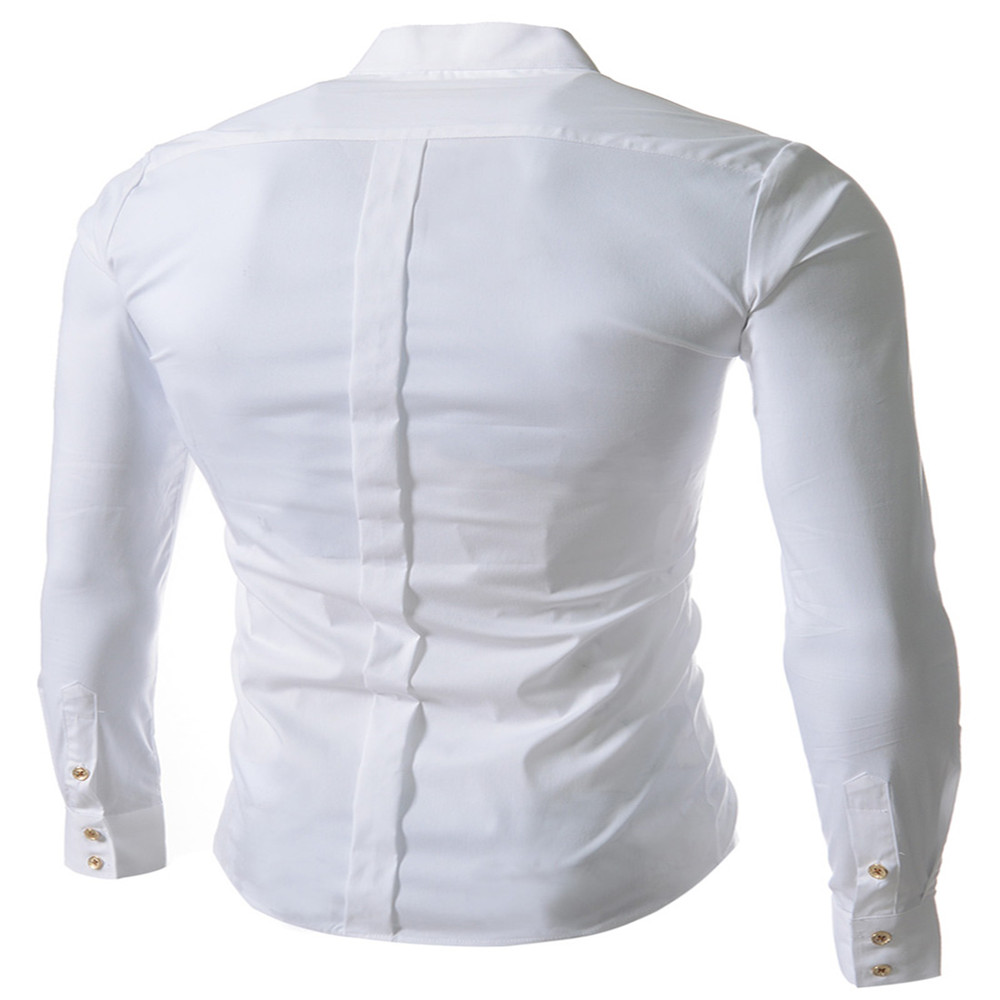 New Casual Small Collar Men's Long Sleeve Shirt