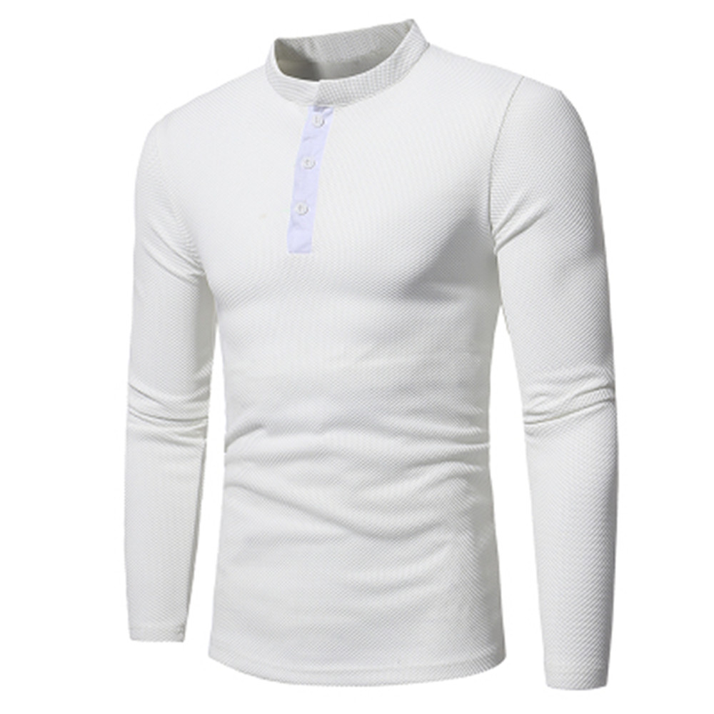 New Corn Fabric Men's Classic Collar Casual Slim Long-Sleeved T-Shirt