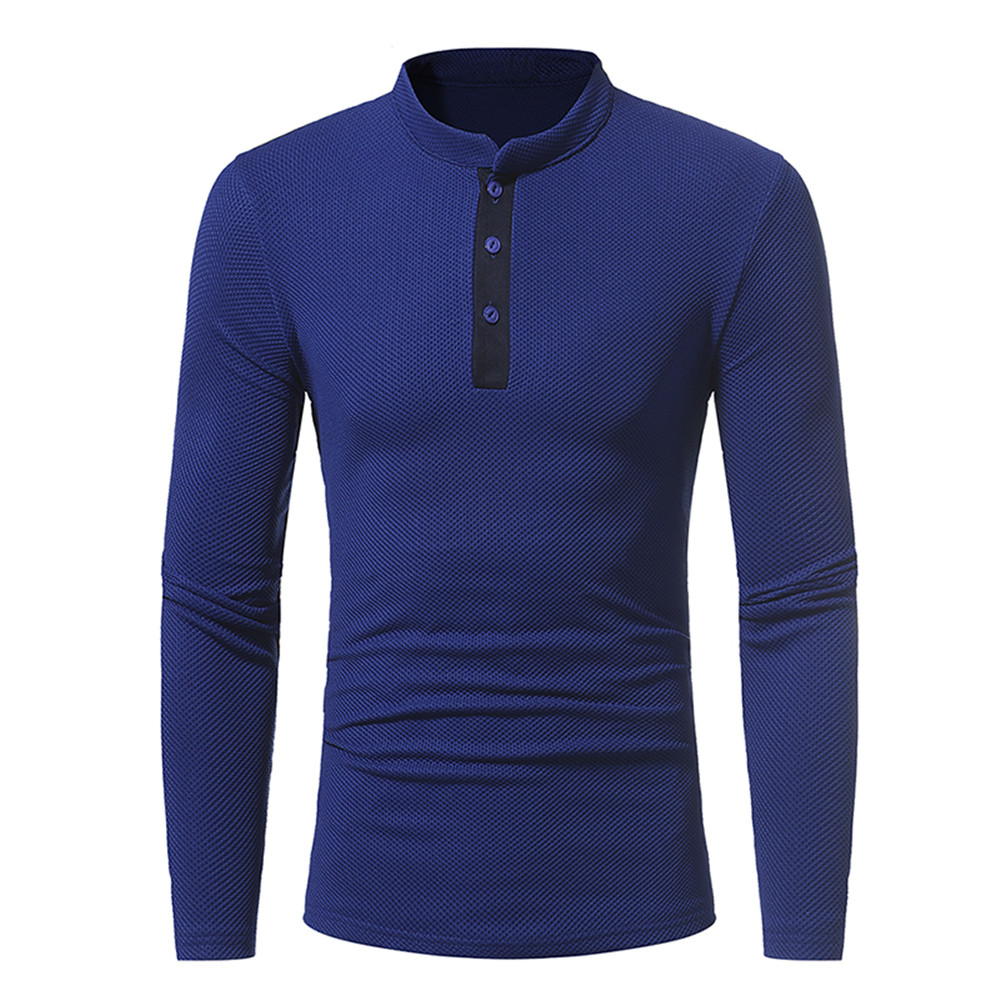 New Corn Fabric Men's Classic Collar Casual Slim Long-Sleeved T-Shirt