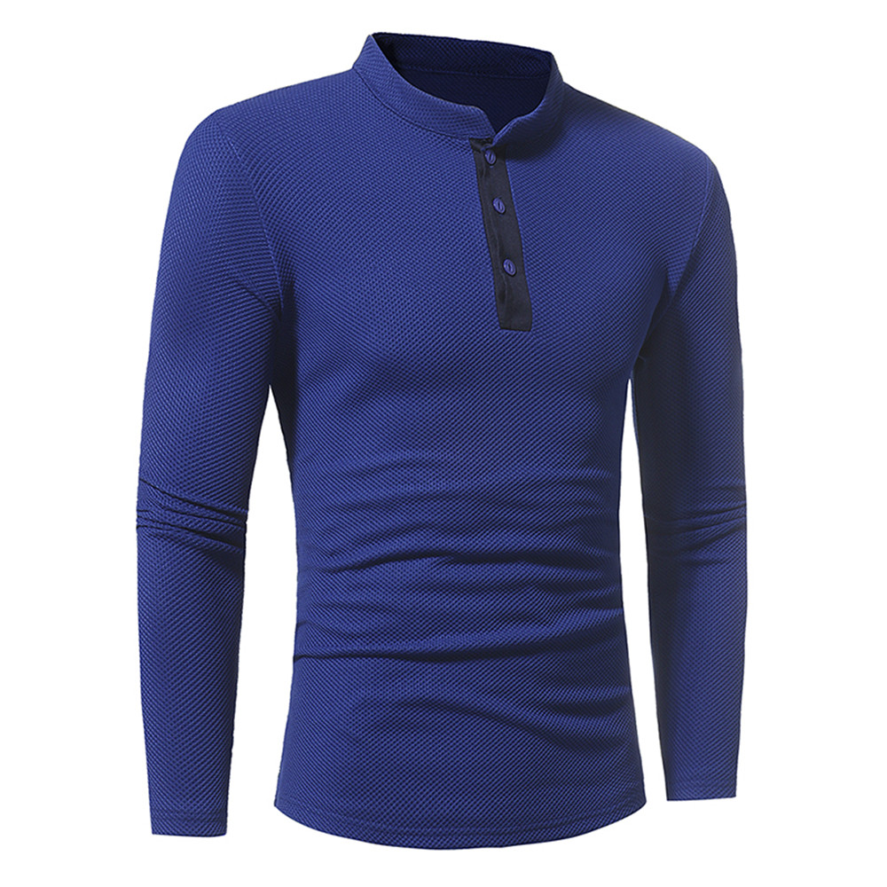 New Corn Fabric Men's Classic Collar Casual Slim Long-Sleeved T-Shirt