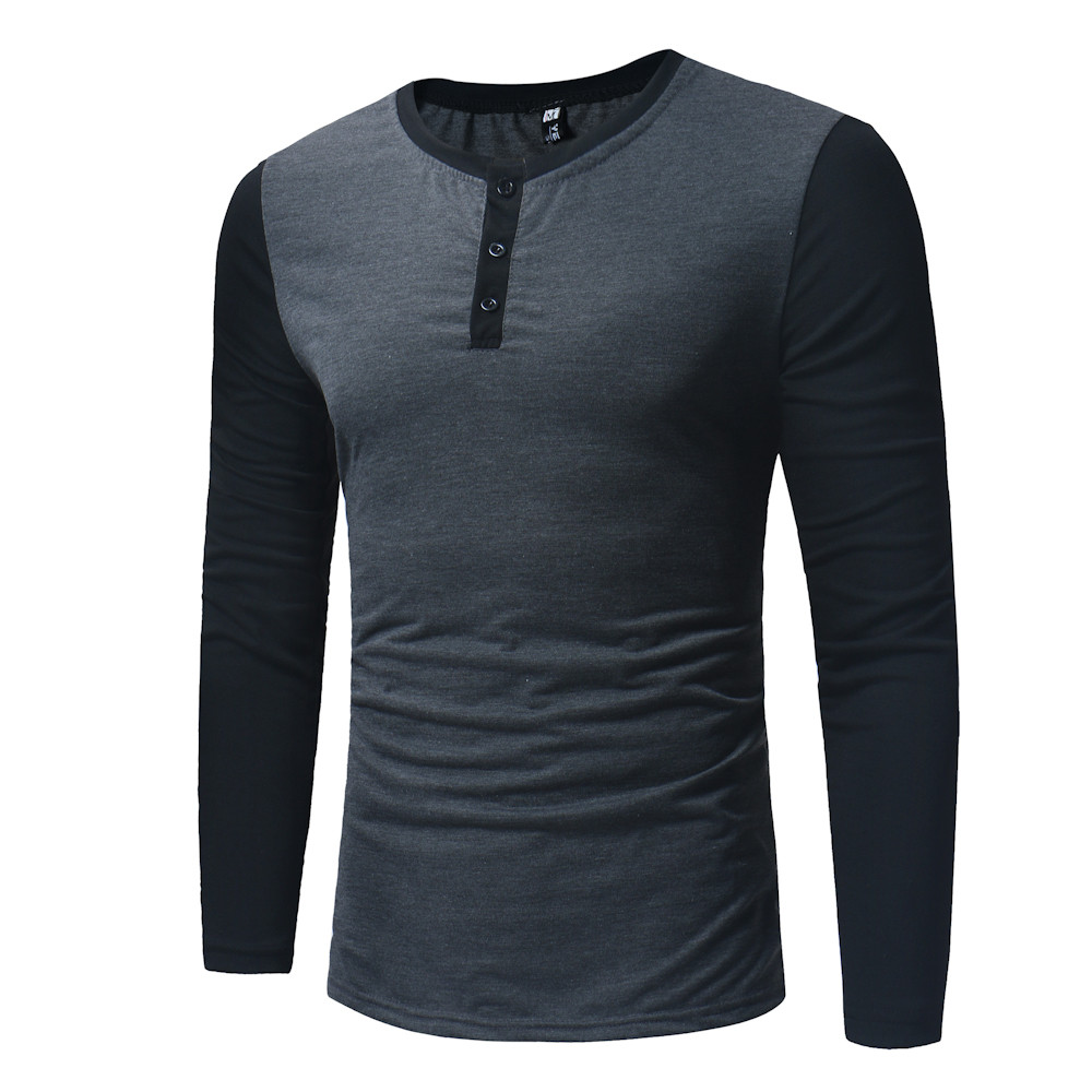 Men's Casual Raglan Sleeves Design Shirt Long-Sleeved T-shirt