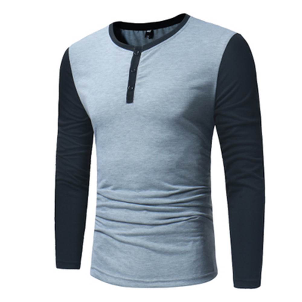 Men's Casual Raglan Sleeves Design Shirt Long-Sleeved T-shirt