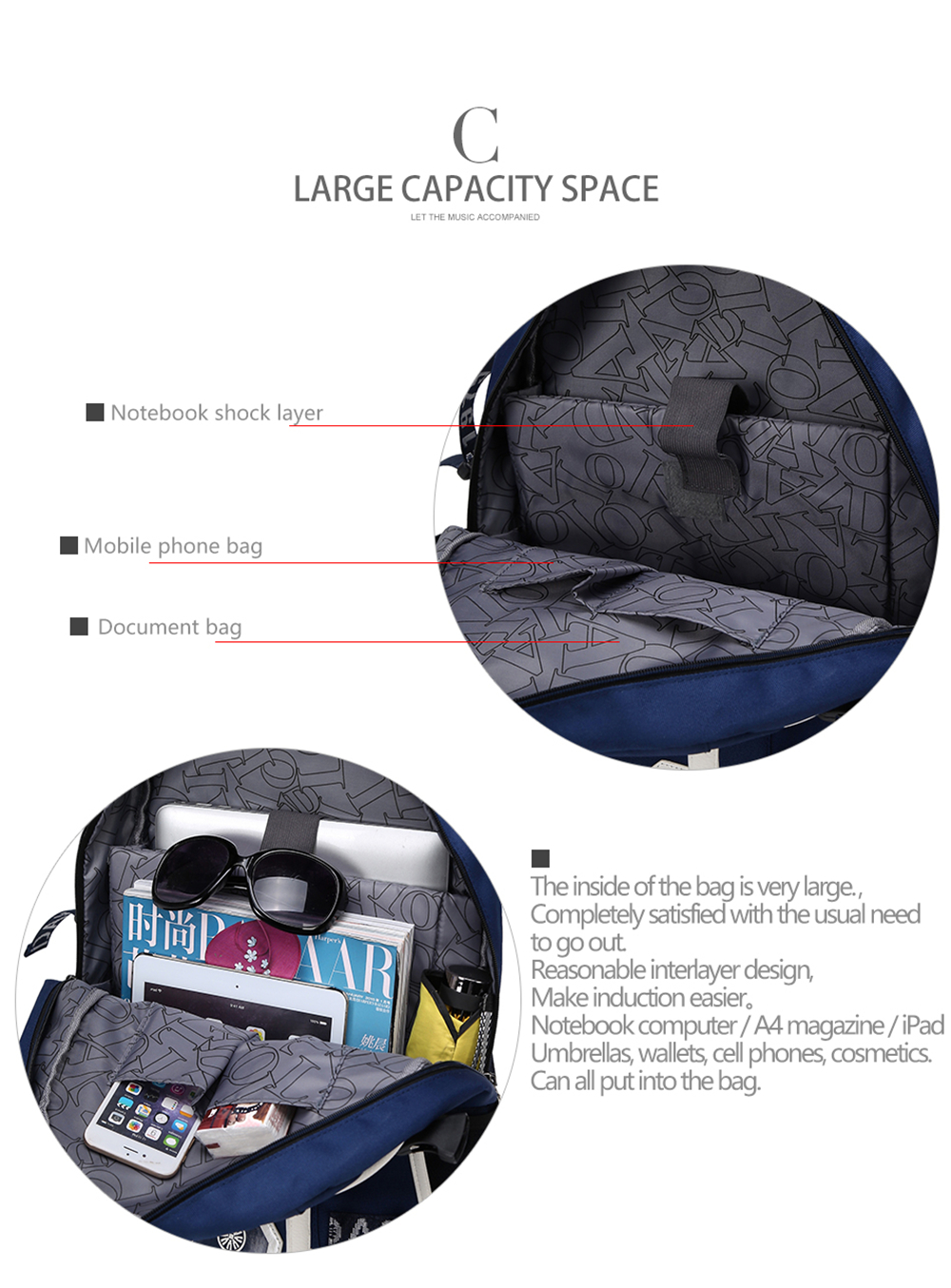 Aolida 8001 Multi-Function Large Capacity Backpack Laptop Bag