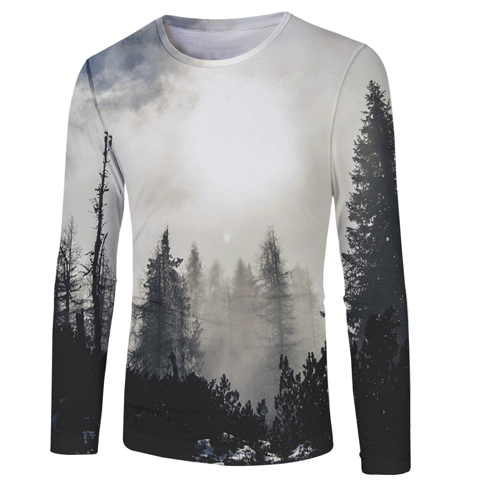 2018 New Leisure Forest 3D Print Long T-Shirt