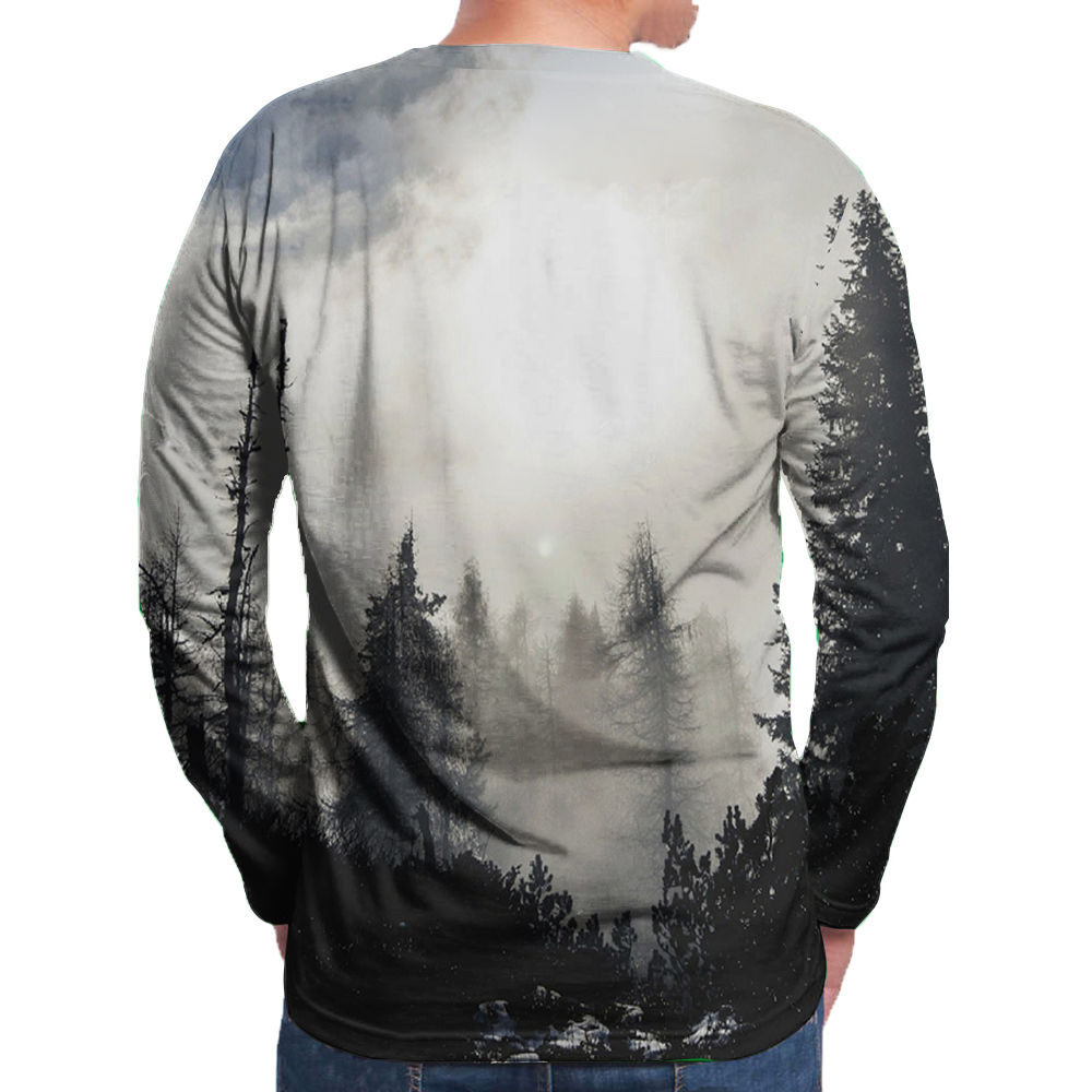 2018 New Leisure Forest 3D Print Long T-Shirt