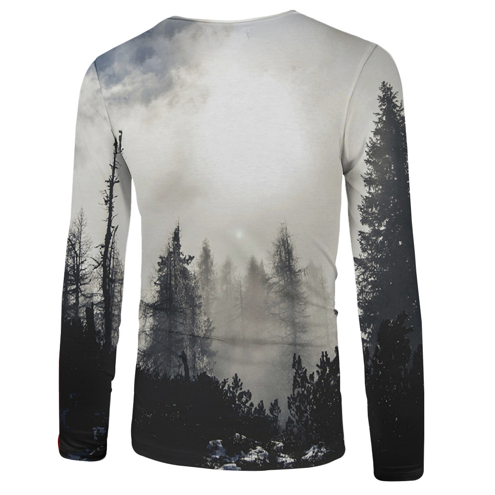 2018 New Leisure Forest 3D Print Long T-Shirt