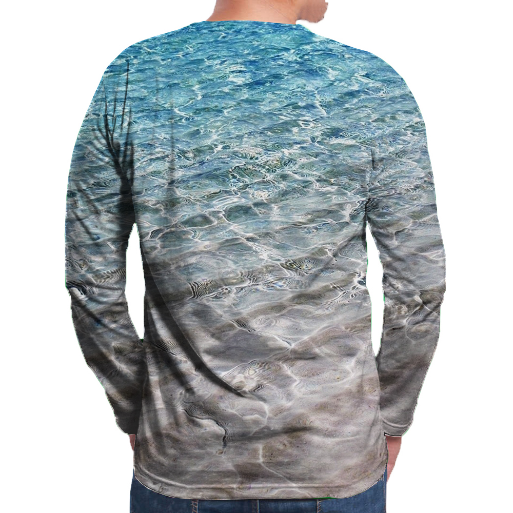 2018 New Leisure Wave 3D Printing Long T-Shirt