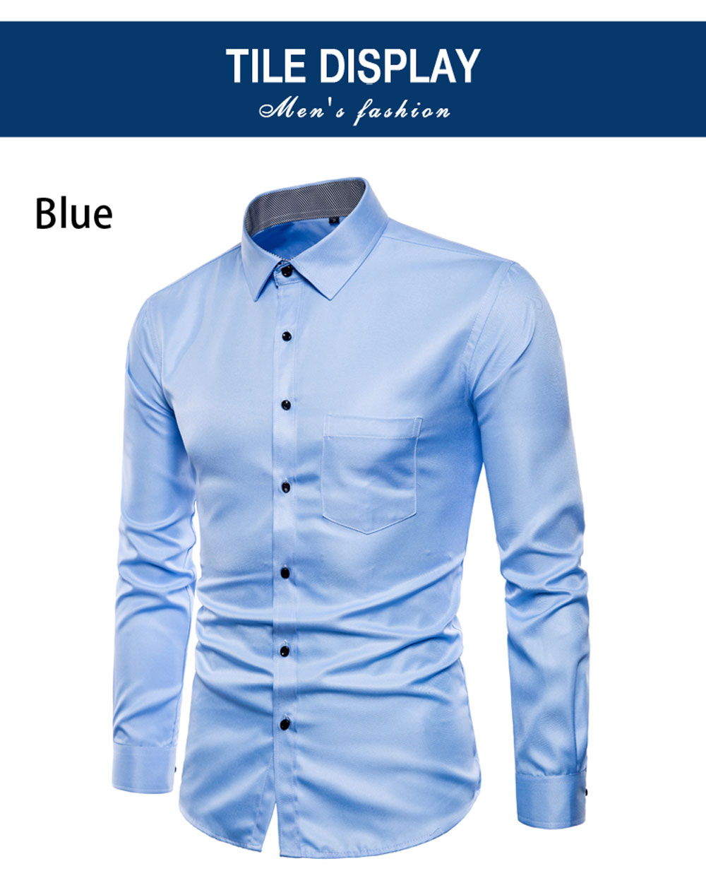 Spring Men's Long-Sleeved Shirt British Solid Color Wild Shirt T-Shirt