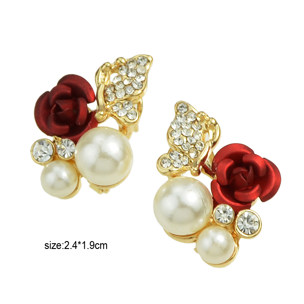 Rhinestone Simulated-pearl and Flower Shape Flower Earrings