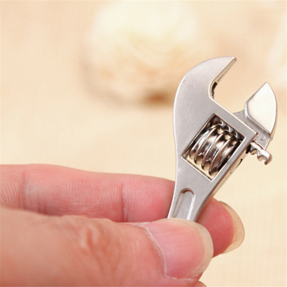 Silver Plated Changeable Spanner Keychain Wrench