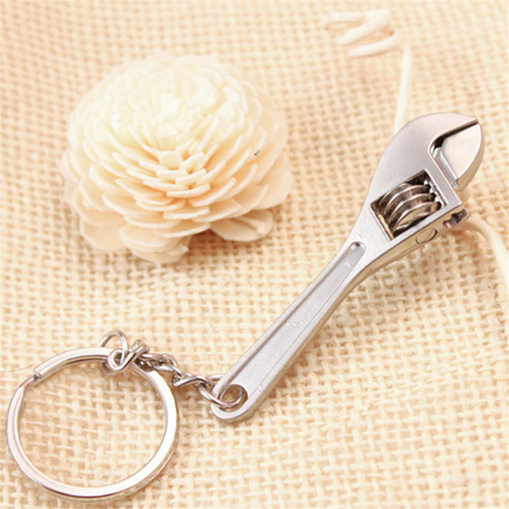 Silver Plated Changeable Spanner Keychain Wrench