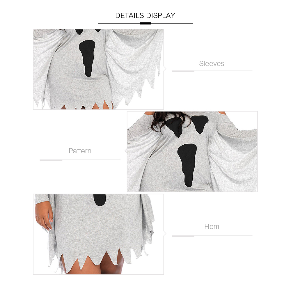 Pluse Size Ghost Pattern Halloween Stage Costume