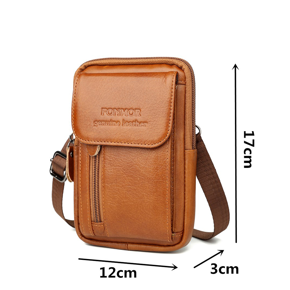 Luxury Genuine Leather Multifunction Crossbody Waist Bag for Men