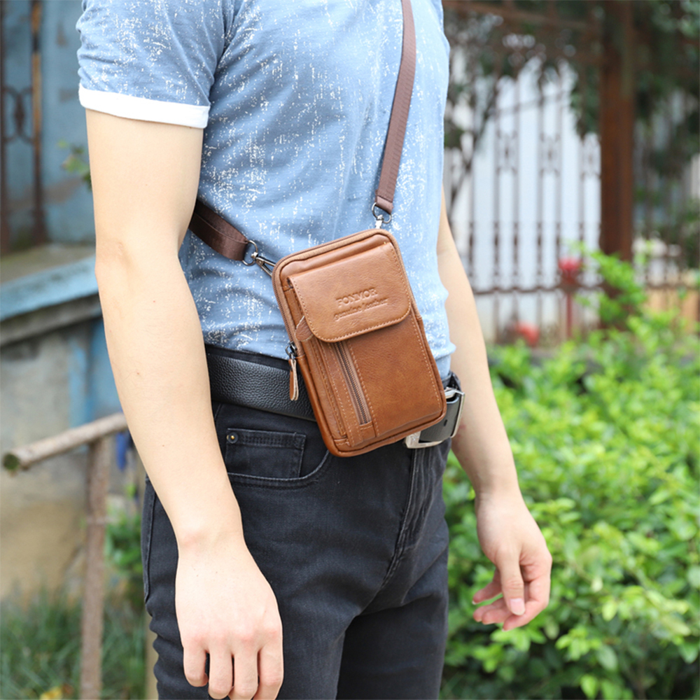 Luxury Genuine Leather Multifunction Crossbody Waist Bag for Men