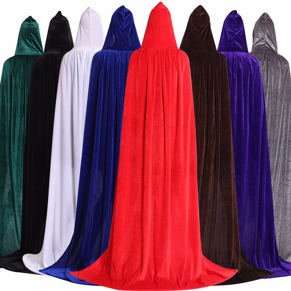 Hooded Cloak Long Velvet Cape for Christmas Halloween Cosplay Costumes