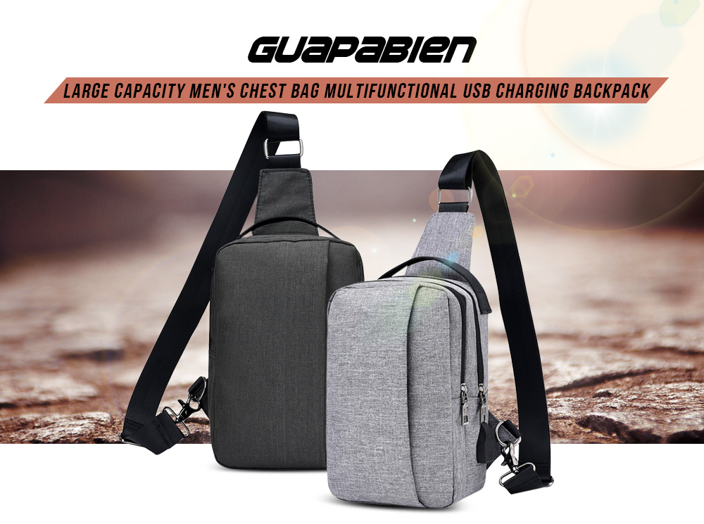 Guapabien Large Capacity Men's Chest Bag Multifunctional USB Charging Backpack