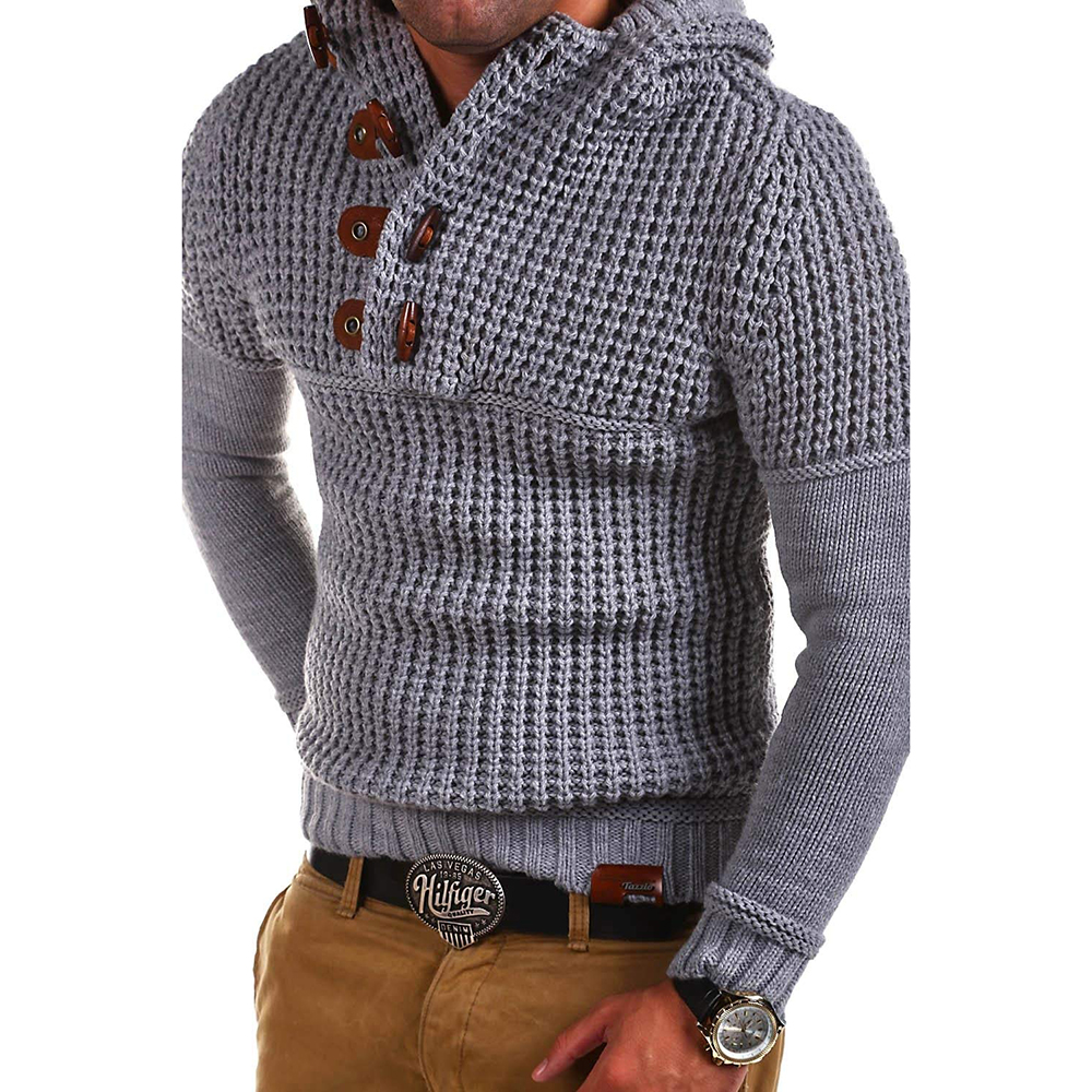 Men's High Quality Design Fashion Hooded Solid Color Sweater - Light ...