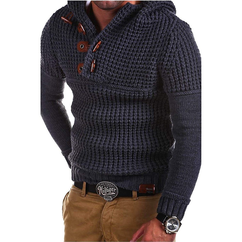 Men's High Quality Design Fashion Hooded Solid Color Sweater - Light ...