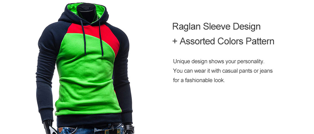 Raglan Long Sleeve Hoodie for Men