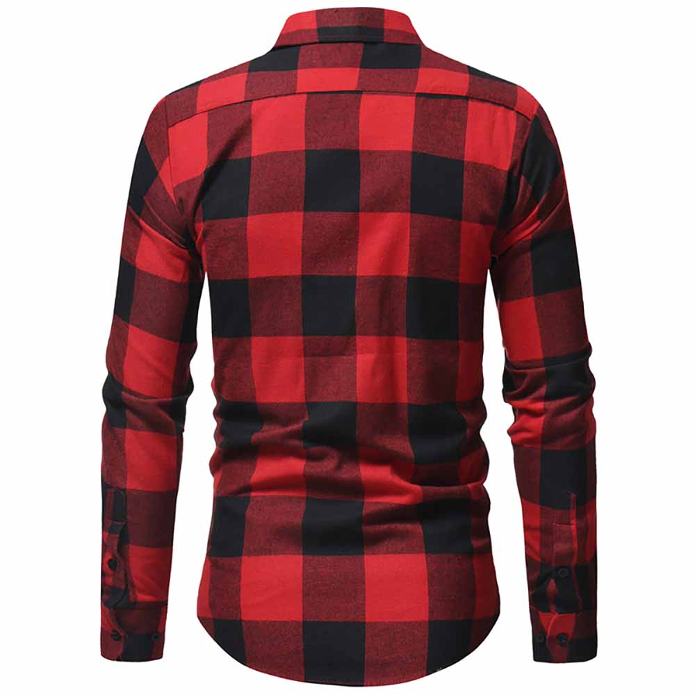 Men's Classic Flannel Large Plaid Casual Slim Long Sleeve Shirt