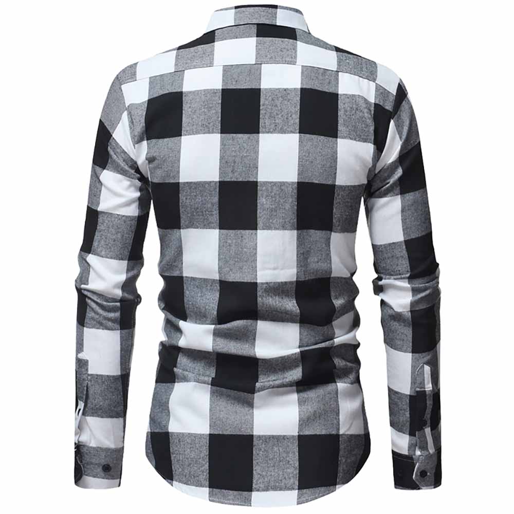 Men's Classic Flannel Large Plaid Casual Slim Long Sleeve Shirt