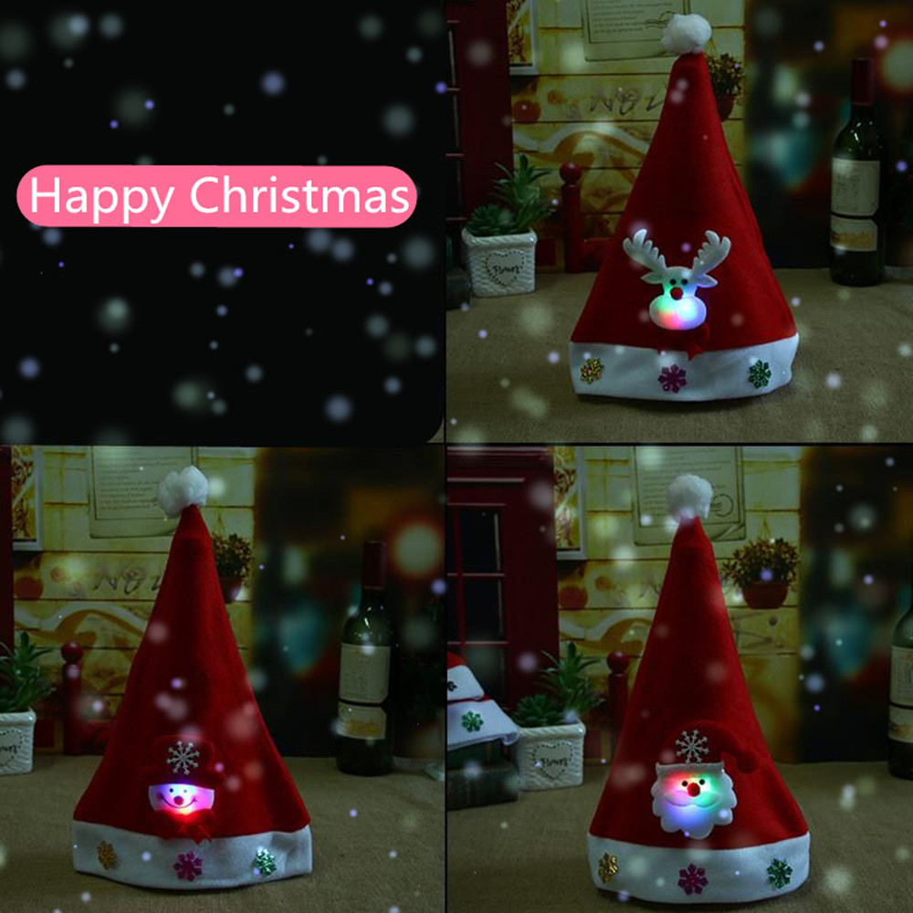 Kids LED Christmas New Year Lighting Hat Hats Santa Claus 1PCS