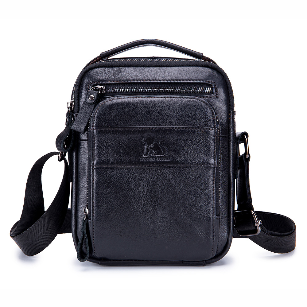LAOSHIZI Leather Men's Single Shoulder Diagonal Bag Limelight Leather Men's Bag