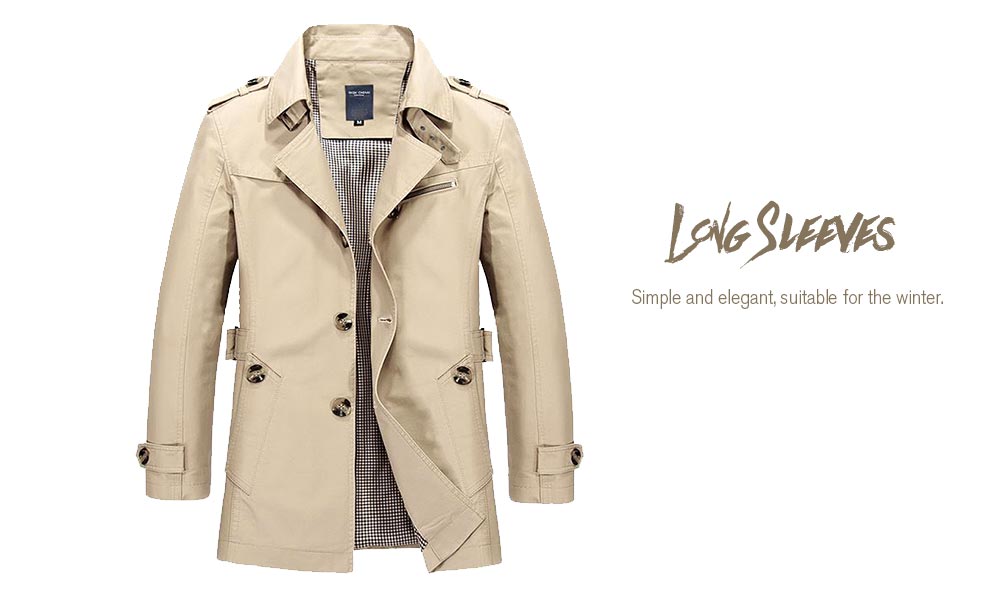 Men's Autumn Single Breasted Lapel Cotton Medium and Long Jackets