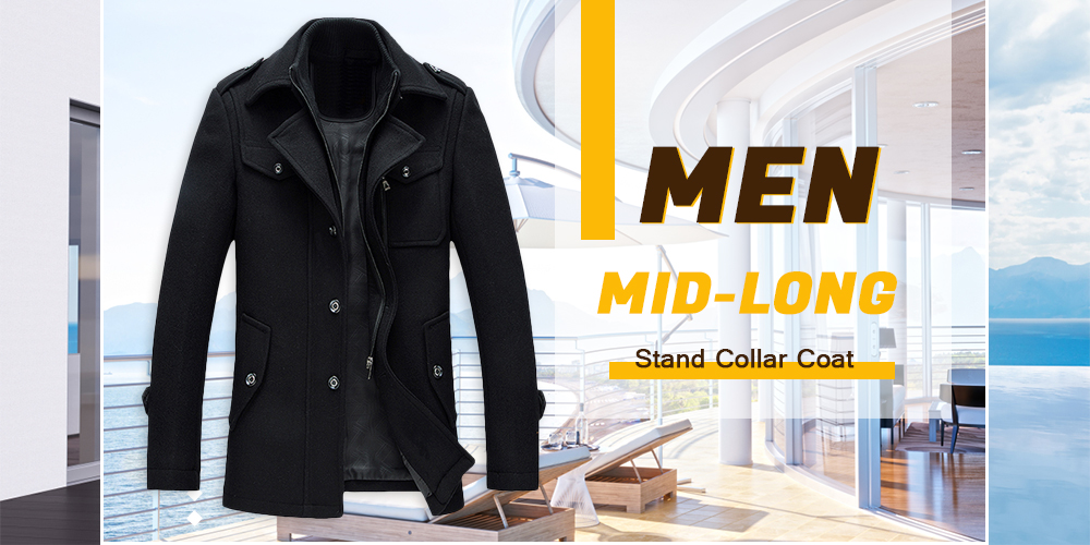 Men Business Causal Long Sleeve Zipper Button Coat