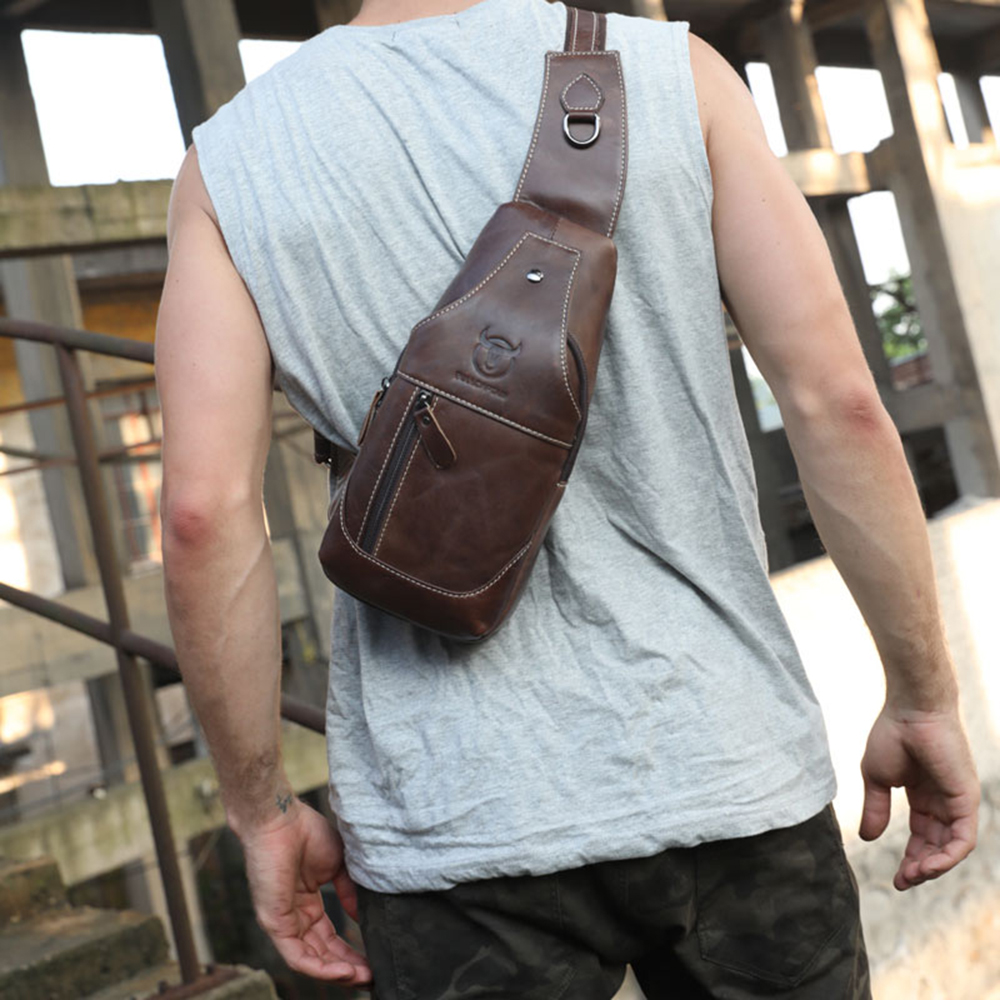 Fashion Genuine Leather Crossbody Bags Men Casual Messenger Shoulder Bag