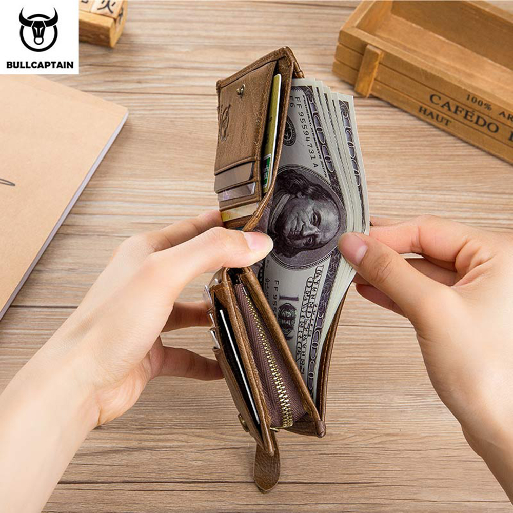 Fashion Men Cowhide Wallet Genuine Leather Short Male Coin Purse