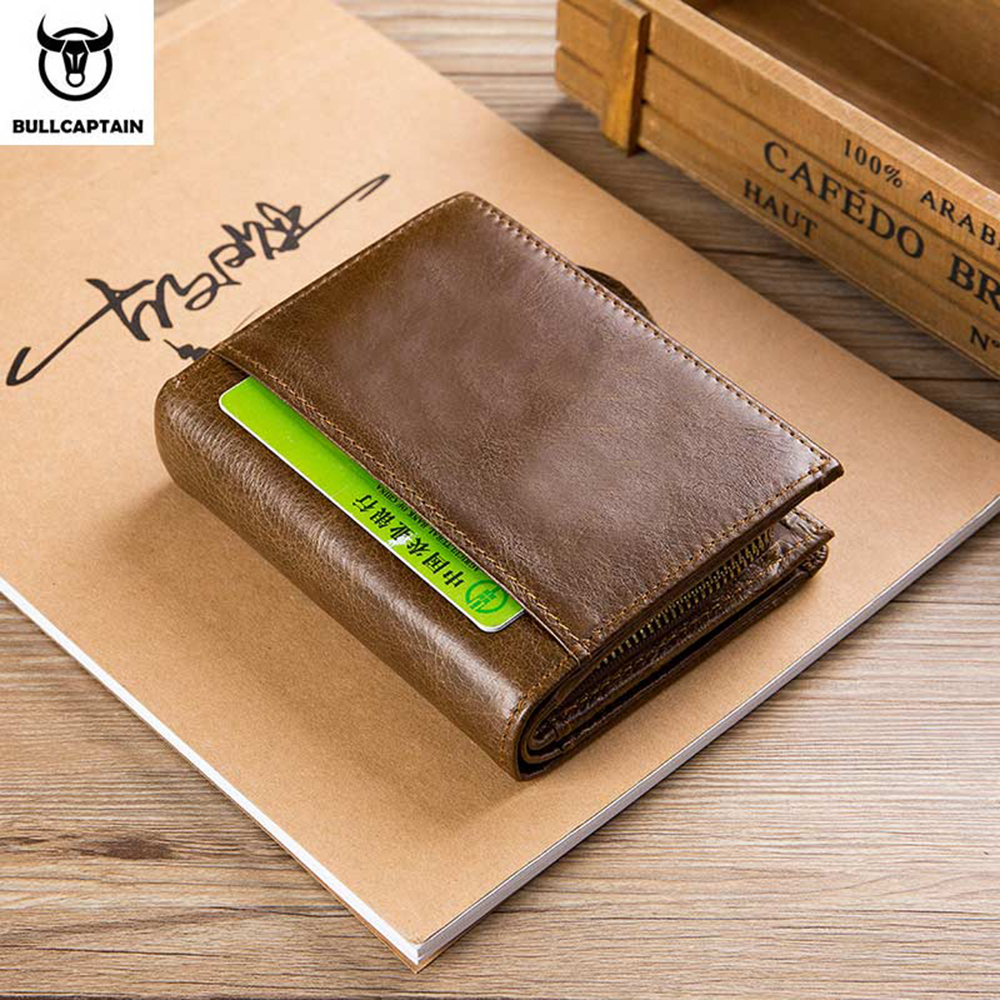 Fashion Men Cowhide Wallet Genuine Leather Short Male Coin Purse