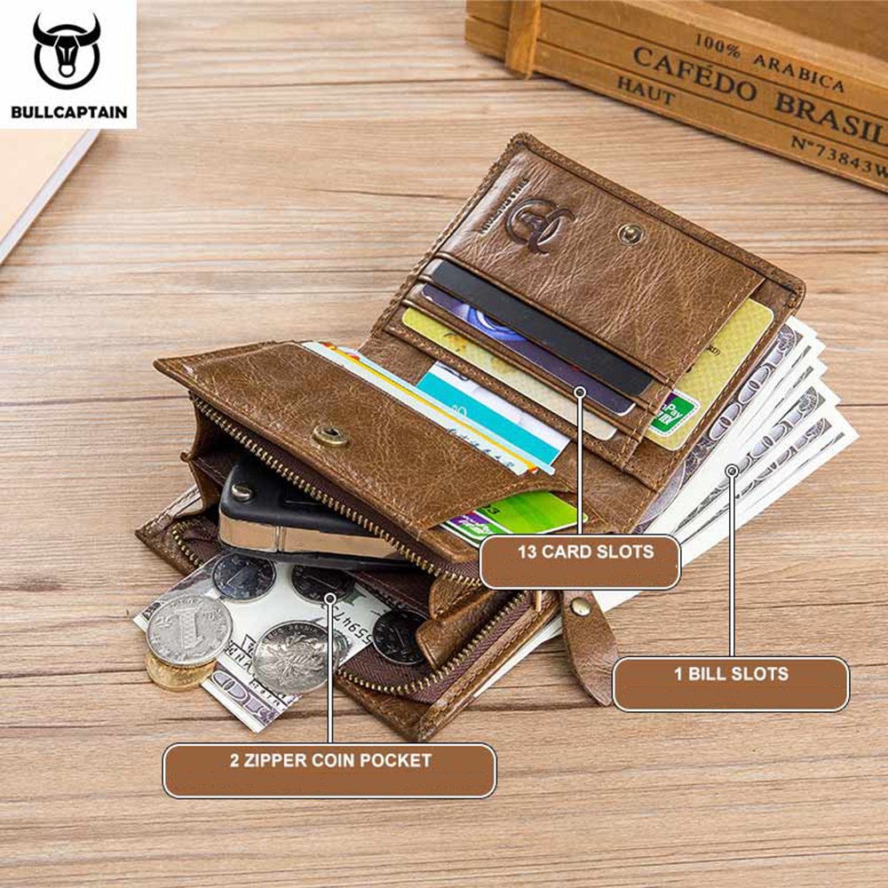 Fashion Men Cowhide Wallet Genuine Leather Short Male Coin Purse