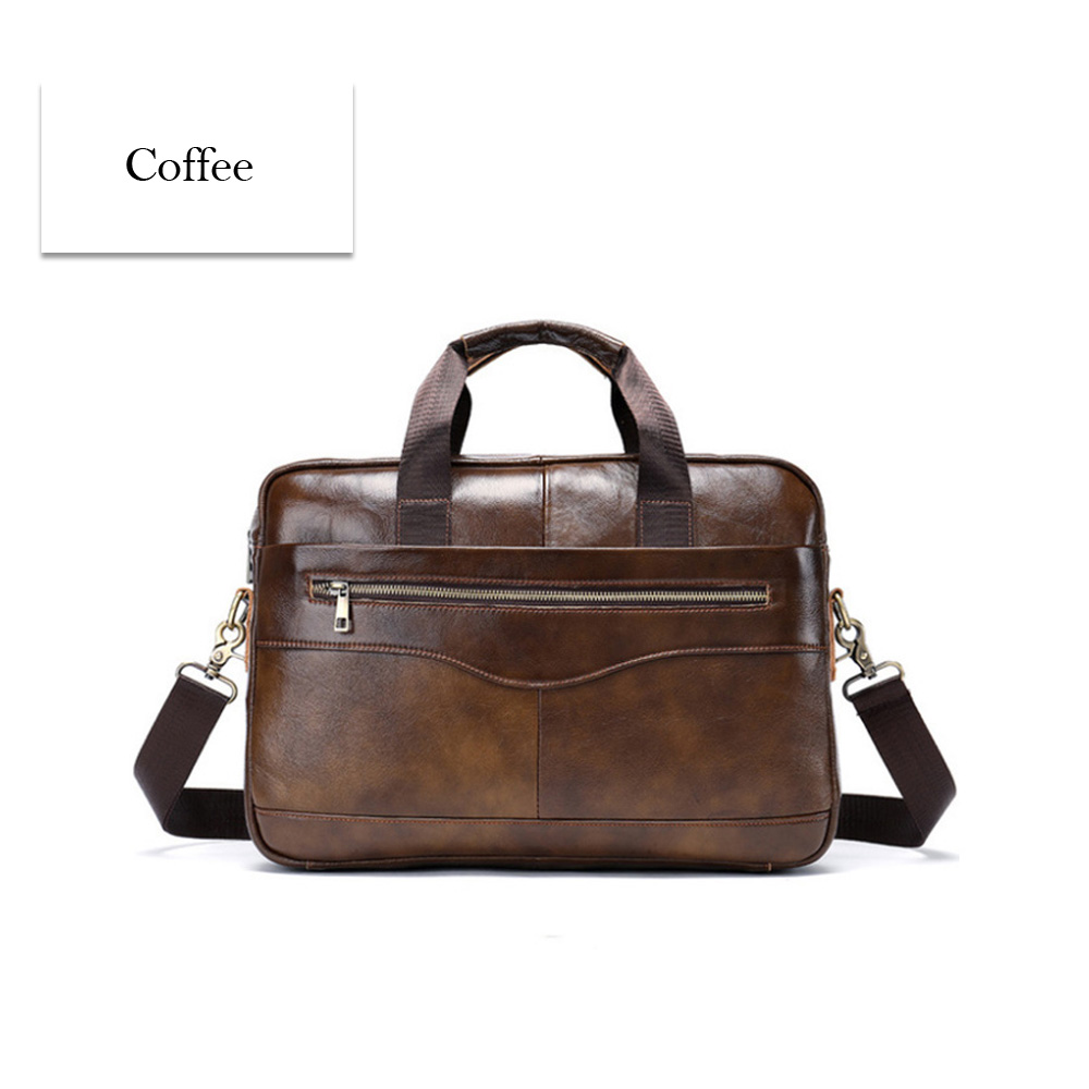 First Layer Cowhide Men's Business Casual Computer Briefcase - Deep ...