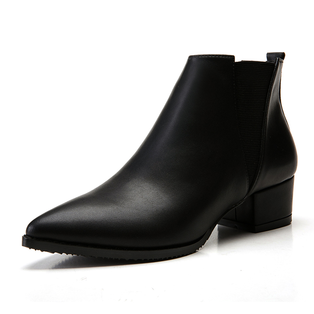 Thick Heel Simple Ankle Boots Pointed High Heel Women'S Boots