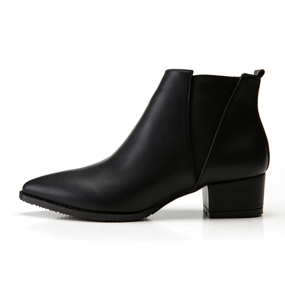 Thick Heel Simple Ankle Boots Pointed High Heel Women'S Boots