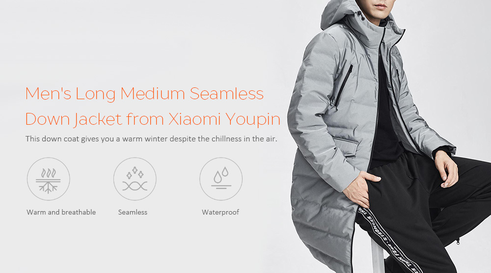 Uleemark Men's Long Medium Seamless Down Jacket from Xiaomi Youpin