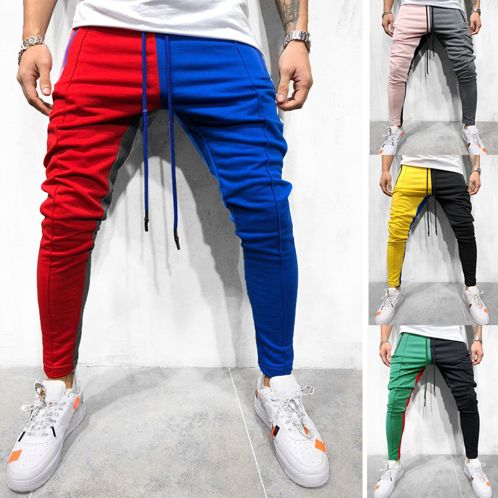 Long Color Block Casual Panel Pants