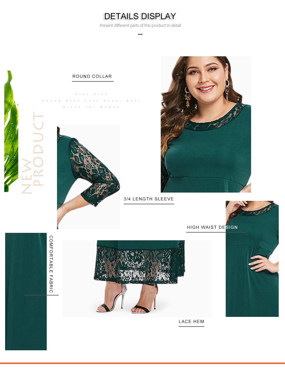 Plus Size Lace Hem Maxi Dress