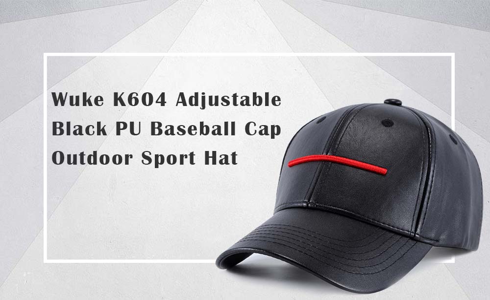 Wuke K604 Adjustable Black PU Leather Baseball Cap Outdoor Sport Hat