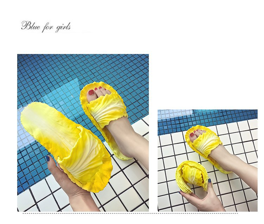 Creative Chinese Cabbage Slip-Proof Flexible Rubber Slippers By Network Celebrit