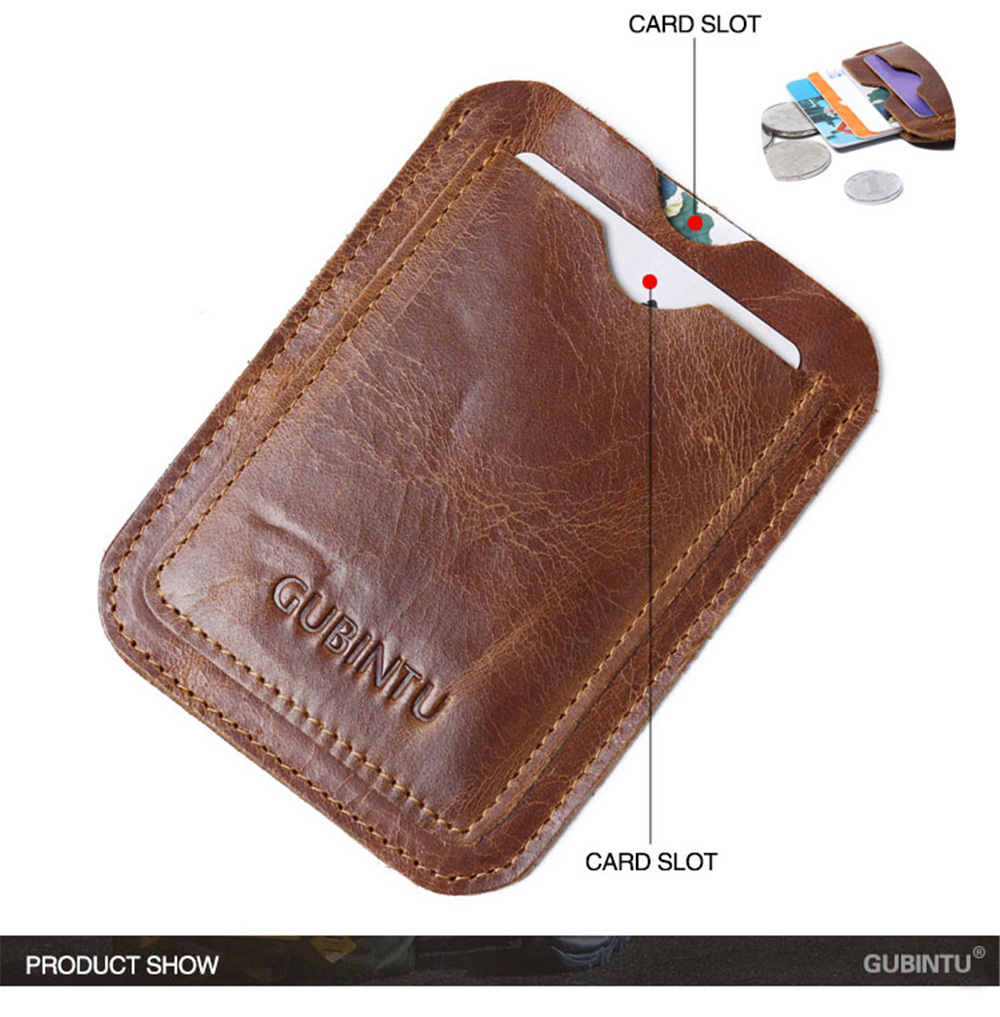 GUBINTU 421 Ultra-thin Leather Wallet Card Holder Coin Purse