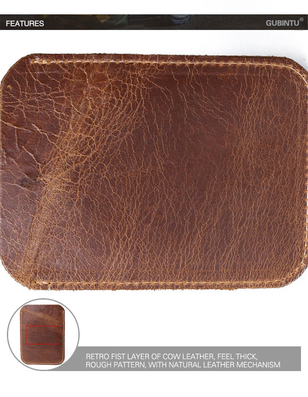 GUBINTU 421 Ultra-thin Leather Wallet Card Holder Coin Purse