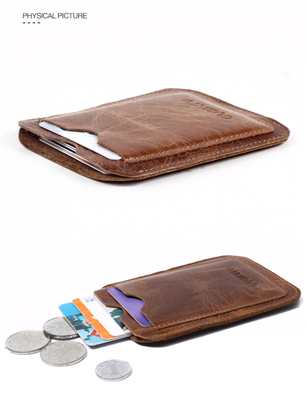 GUBINTU 421 Ultra-thin Leather Wallet Card Holder Coin Purse