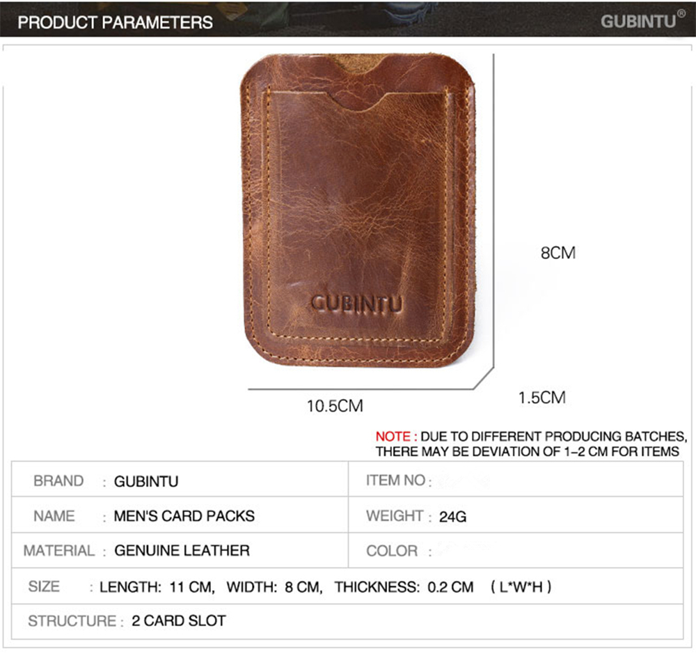 GUBINTU 421 Ultra-thin Leather Wallet Card Holder Coin Purse