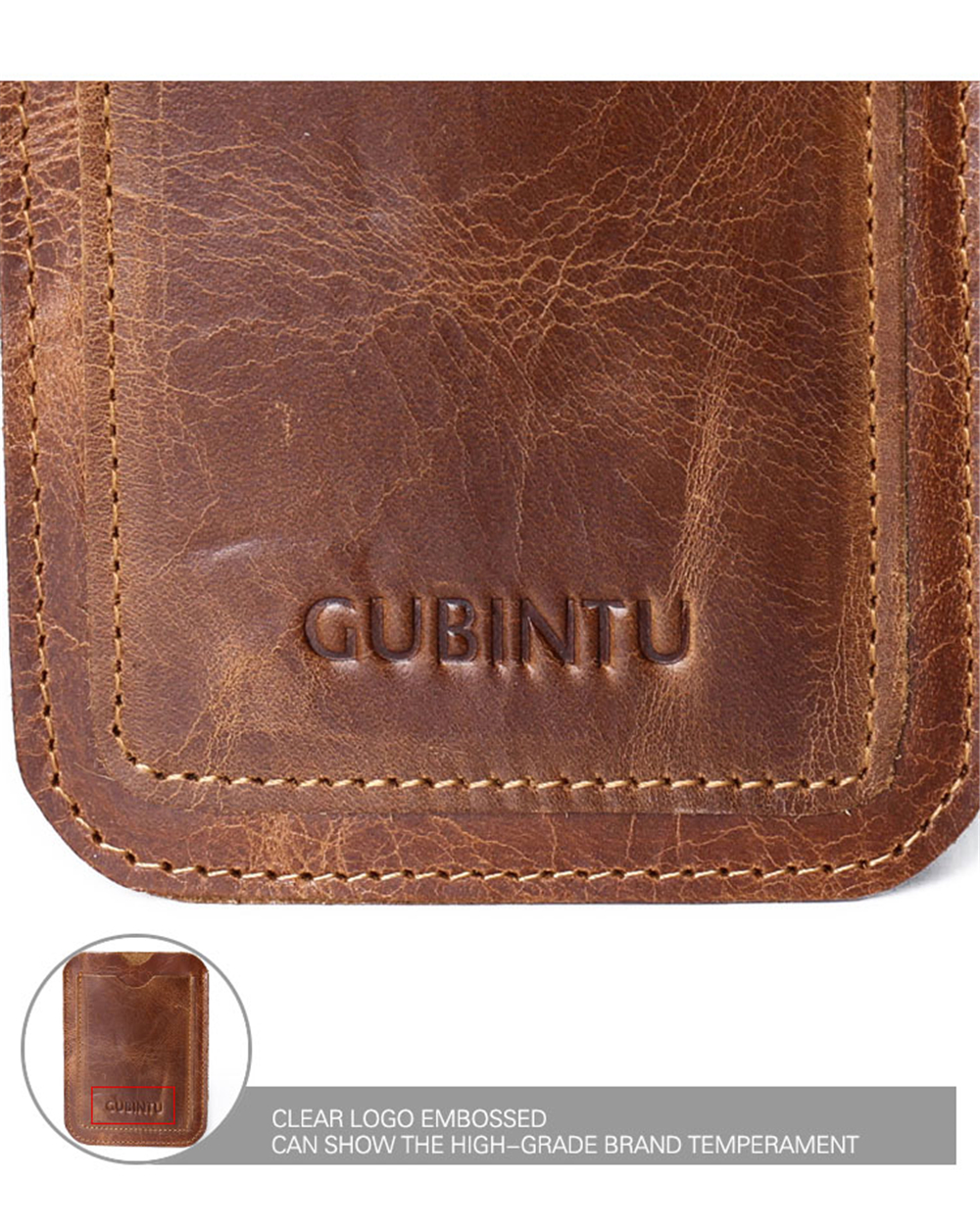 GUBINTU 421 Ultra-thin Leather Wallet Card Holder Coin Purse