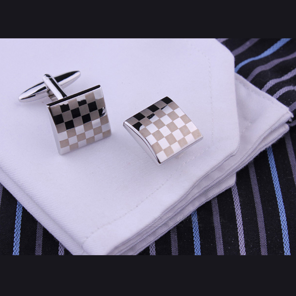 Alloy Plating Process Plaid Cufflinks