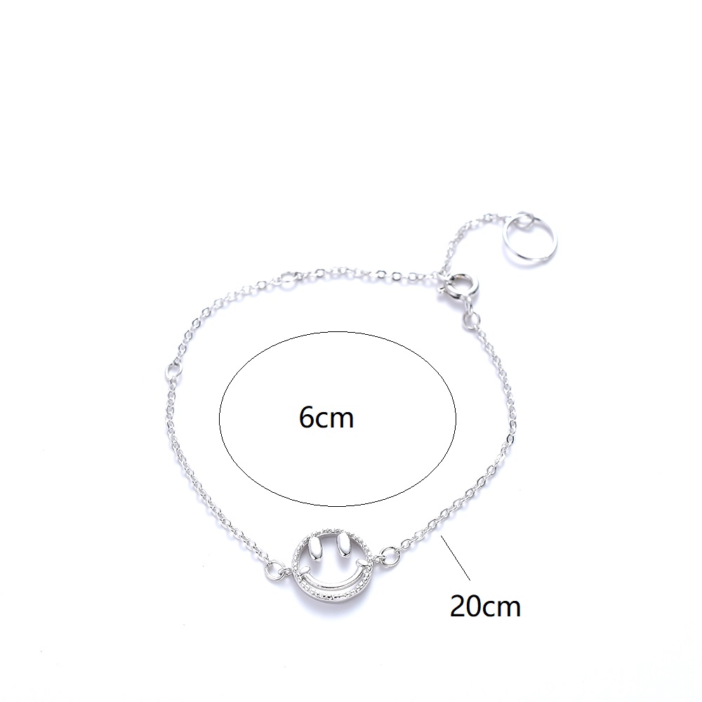S925 Sterling Silver Bracelet Female Fashion Skeleton Smiley Face Silver Jewelry