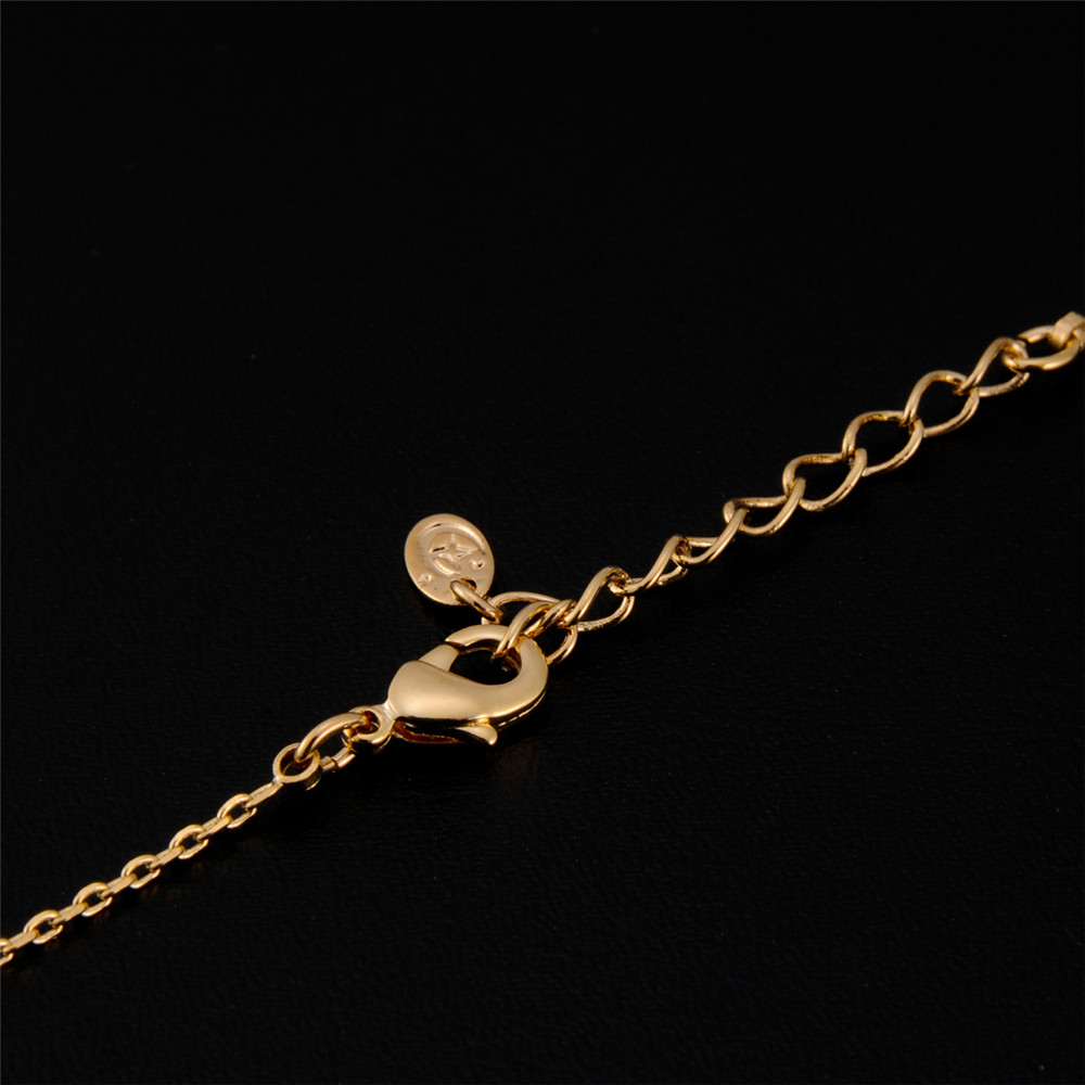 Gold and Zircon Multi-Ring Connected Crystal Pendant Necklace